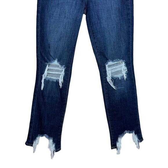 L'Agence High Line High Rise Skinny Distressed Blue Cropped Denim Jeans Size 27 - Picture 4 of 9